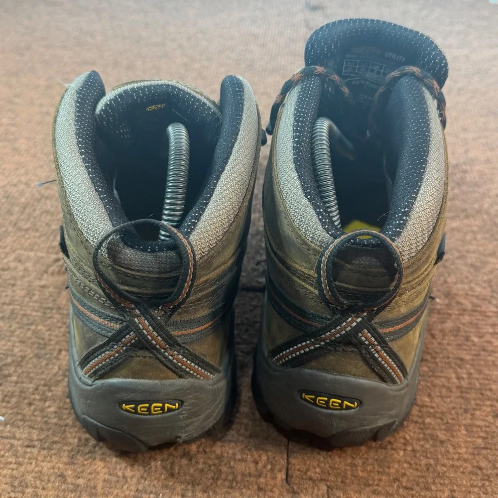 B+ KEEN Utility Mens Targhee Waterproof Hiking Boots Brown Leather ASTM EH 9D